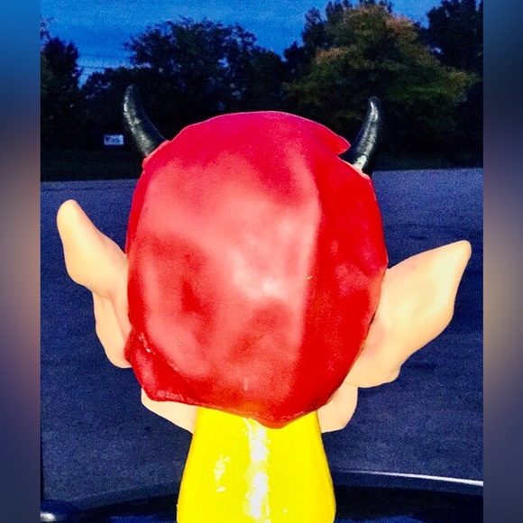 Vintage Lucifer Costume Horned Horny Devil Satan Rubber Adult Size Mask - Picture 5 of 10